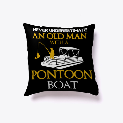 Old Man And Pontoon Boat Boating Black T-Shirt Front