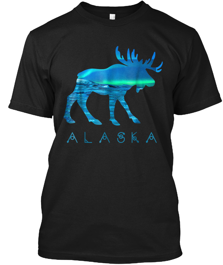 Alaskan Moose With Aurora Borealis Snow Unisex Tshirt