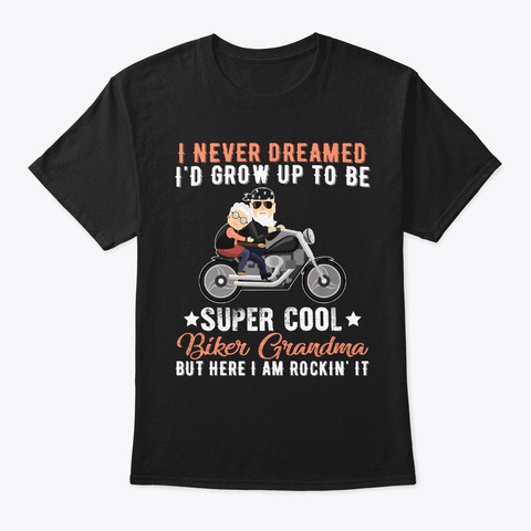 Womens Motorcycle Grandma Vintage Super Black T-Shirt Front