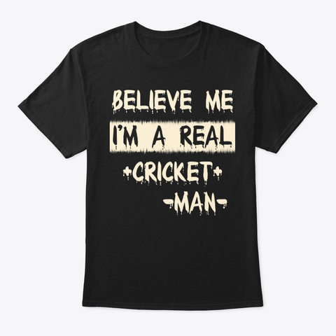 Real Cricket Man Tee Black T-Shirt Front