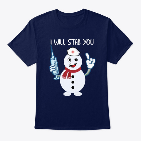 Nurse Snowman Gift For Xmas Nurse Navy T-Shirt Front