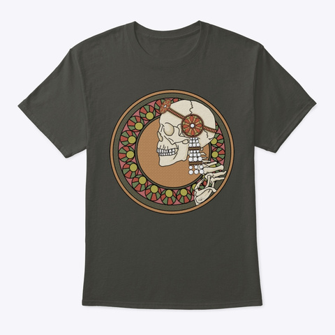 Art Deco Skull Smoke Gray T-Shirt Front