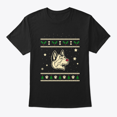 Christmas Labrador Husky Gift Black T-Shirt Front