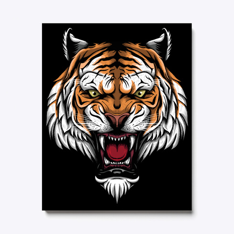 Tiger Head Luxury Canvas Black T-Shirt Front