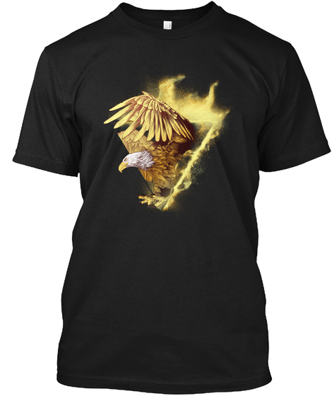 Eagle In Flames  Funny Shirts Black T-Shirt Front