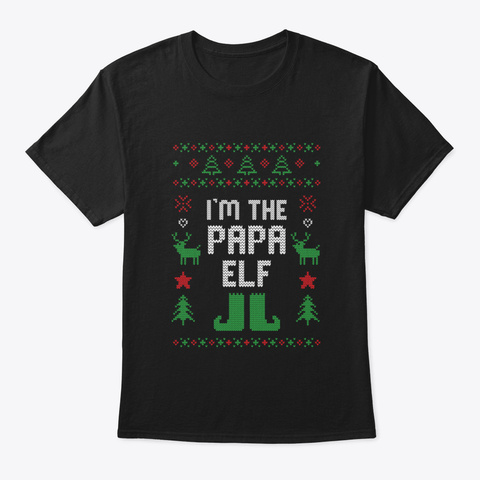 Papa Elf Ugly Christmas Costume Matching Black T-Shirt Front