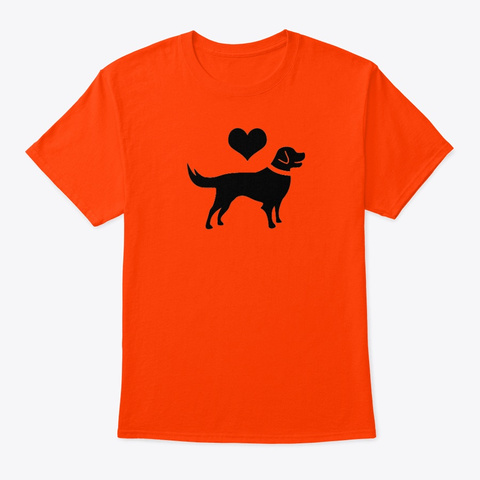 I Love Dog Funny T Shirt Orange T-Shirt Front