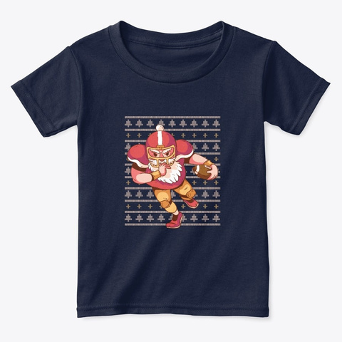 Football Christmas Pattern X Mas Gift Navy  T-Shirt Front