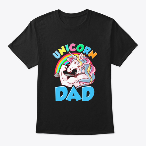 Awesome Unicorn Dad Cool Unicorn Dads Xz Black T-Shirt Front