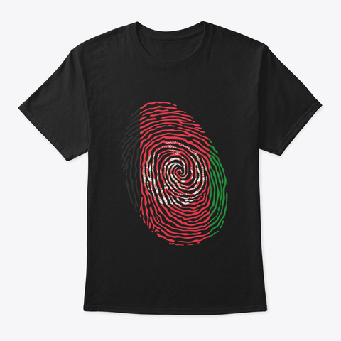 Afghanistan Fingerprint Black T-Shirt Front