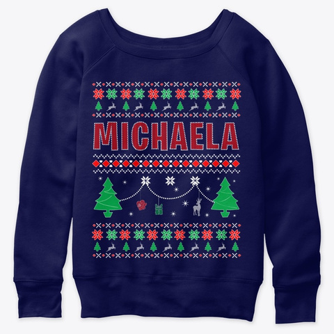  Xmas Themed Personalized For Michaela Navy  T-Shirt Front