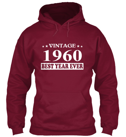 Vintage 1960 Best Year Ever Burgundy T-Shirt Front