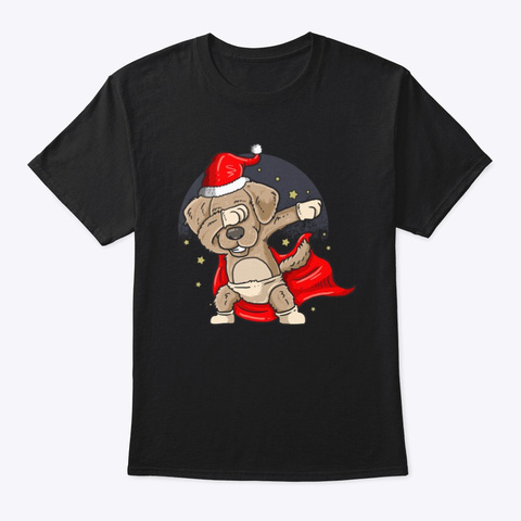 Christmas Dog Dabbing Black T-Shirt Front