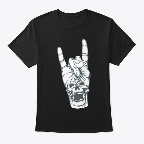 Cool Rock And Roll Hand Skull Rockers Sk Black T-Shirt Front