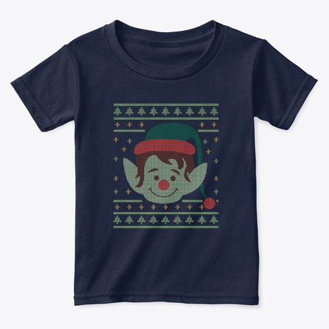 Elf Christmas Santa Hat Elves Gift X Mas Navy  T-Shirt Front