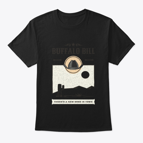 Buffalo Bill Old West Cowboy Poster Artw Black áo T-Shirt Front