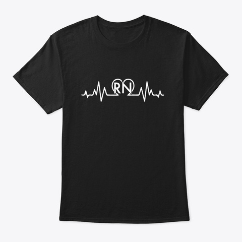 Cool Heartbeat Registered Nurse Rn Black T-Shirt Front