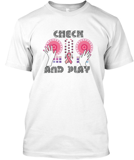 Naughty Breast Cancer Awareness Art For White T-Shirt Front