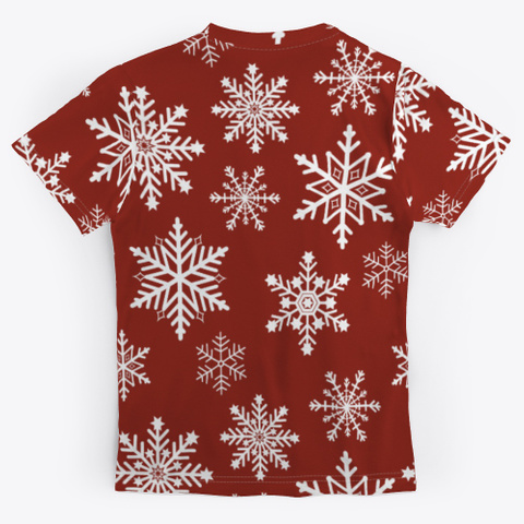 Christmas Holidays Snowflakes  Dark Red T-Shirt Back