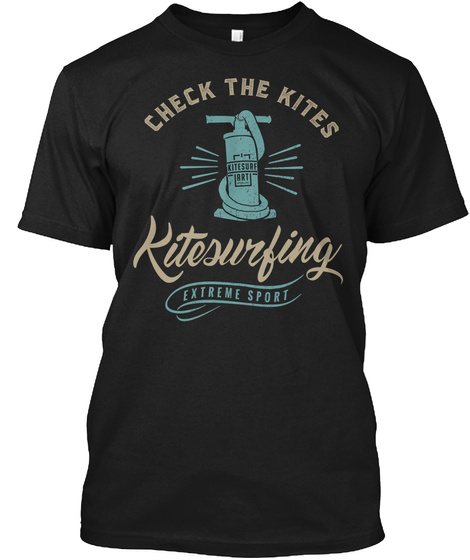  Check The Kites | Kitesurfing T Shirt Black T-Shirt Front