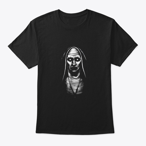 Evil Demon Nun Halloween T Shirt Black T-Shirt Front