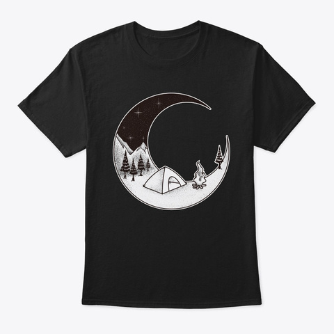 Camping Night | Outdoor Nature Starry Black T-Shirt Front