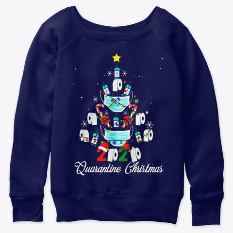Pajamas 2020 Christmas Quarantine Family Navy  T-Shirt Front