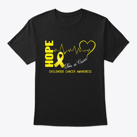 Hope Childhood Cancer Awareness Black T-Shirt Front