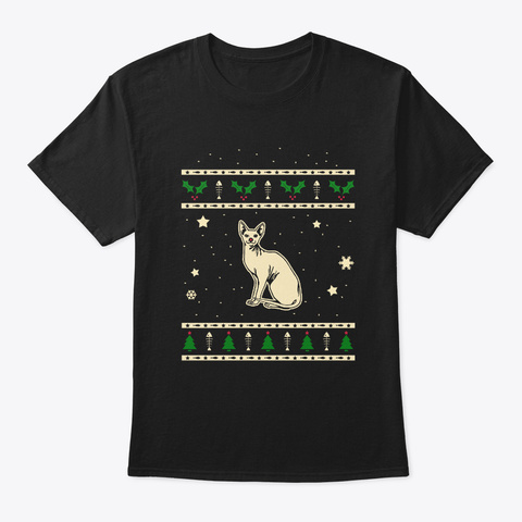 Christmas Sphinx Gift Black T-Shirt Front