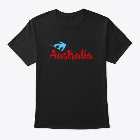 Australia Skiing And Snowboarding Black T-Shirt Front