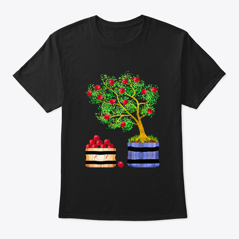 Attractive Apple Tree Puts Apples In Pla Black T-Shirt Front