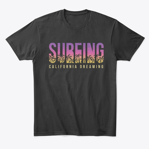 Surfing California Tees Black T-Shirt Front