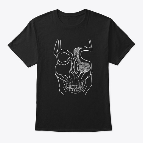 "Brains Brewing" Skull Design By Black T-Shirt Front