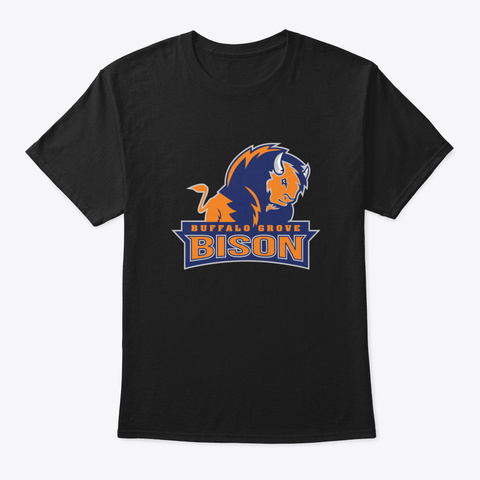 Buffalo Grove Bison   Mascot Black T-Shirt Front