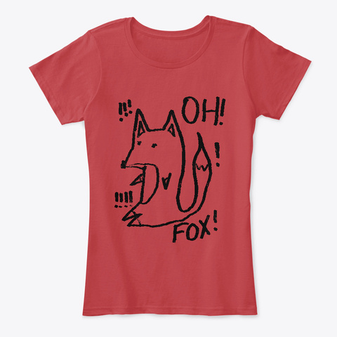 Oh! Fox!! (Black Ink) Classic Red T-Shirt Front