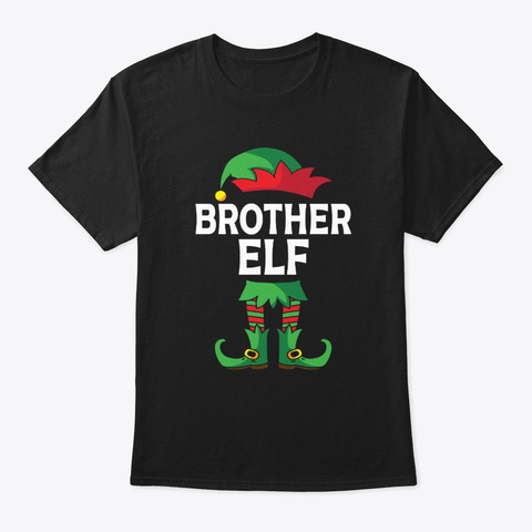 Brother Elf Costume Christmas Matching  Black T-Shirt Front