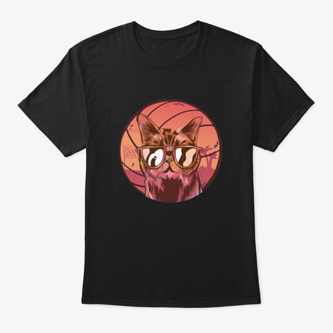Volleyball Cat Beachball Design Black T-Shirt Front