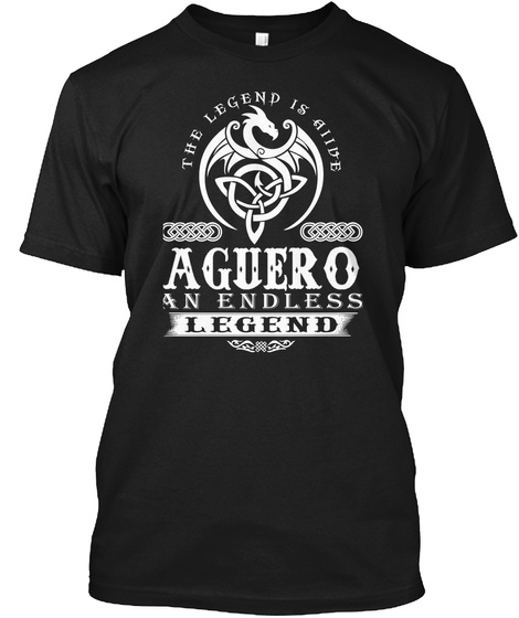 The Legend Is Alive Aguero An Endless Legend Black T-Shirt Front