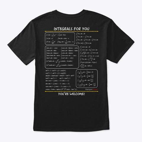 Integrals For You Black T-Shirt Back