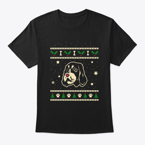 Christmas Griffon Bleu De Gascogne Gift Black T-Shirt Front