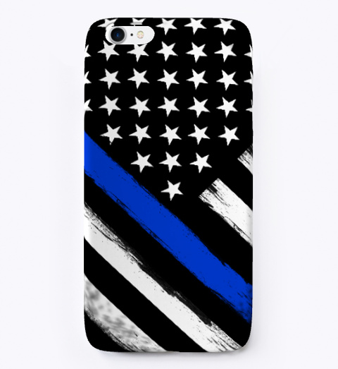 Thin Blue Line Flag Iphone Case Black T-Shirt Front