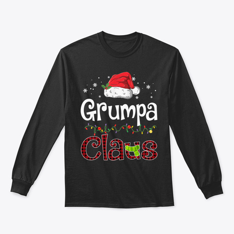 Funny Santa Grumpa Claus Christmas Pajam Black T-Shirt Front