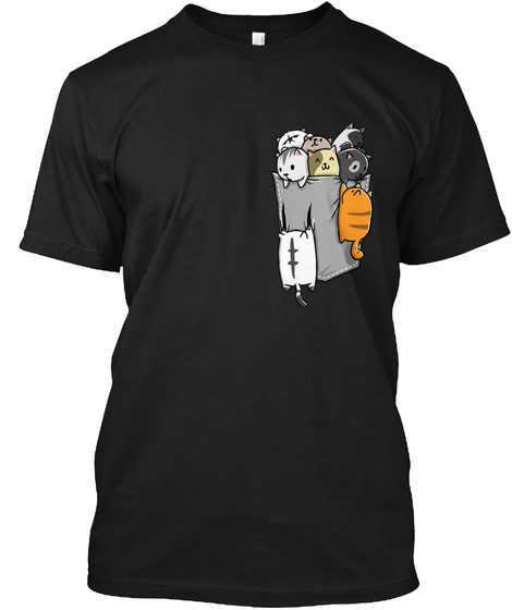 Kittens In A Pocket Black T-Shirt Front