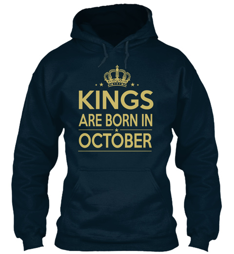 Kings Are Born In October French Navy T-Shirt Front