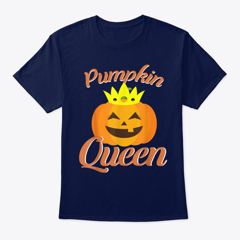 Halloween Pumpkin Queen Crown Shirt T Sh Navy T-Shirt Front