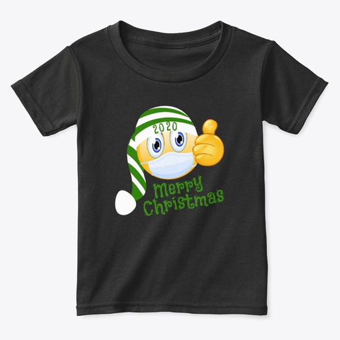 Merry Christmas Emoji Face Mask & Hat Black áo T-Shirt Front