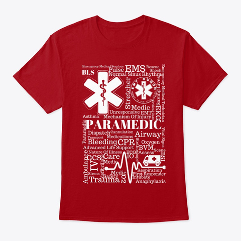 Paramedic Word Shirt Deep Red T-Shirt Front
