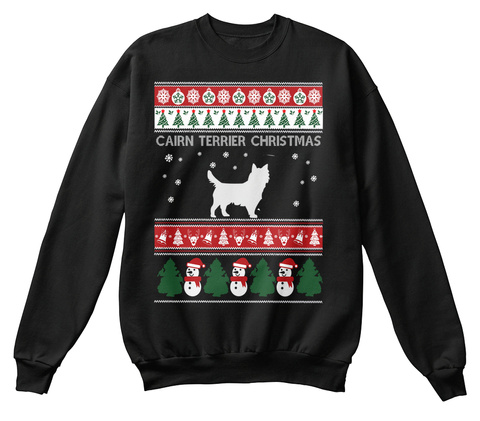 Cairn Terrier Christmas Black T-Shirt Front