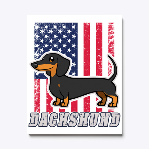 Usa Dachshund Flag Canvas White Kaos Front