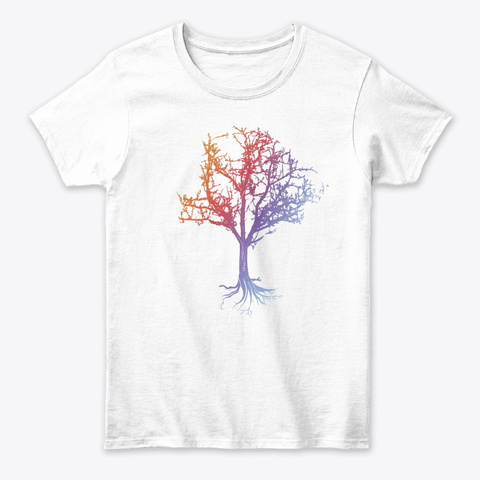 A Magical Radiant Glowing Colored Tree.  White T-Shirt Front